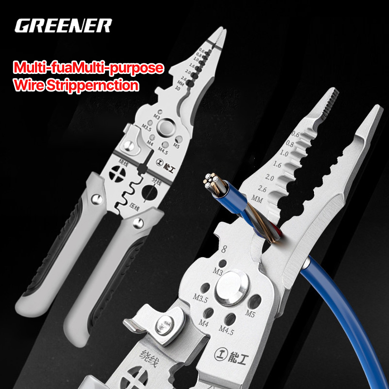Automatic Wire Stripper Cutter - กรีเนอร์ คีมปอกสายไฟ ตัด ย้ำ ปรับอัตโนมัติ เหล็ก