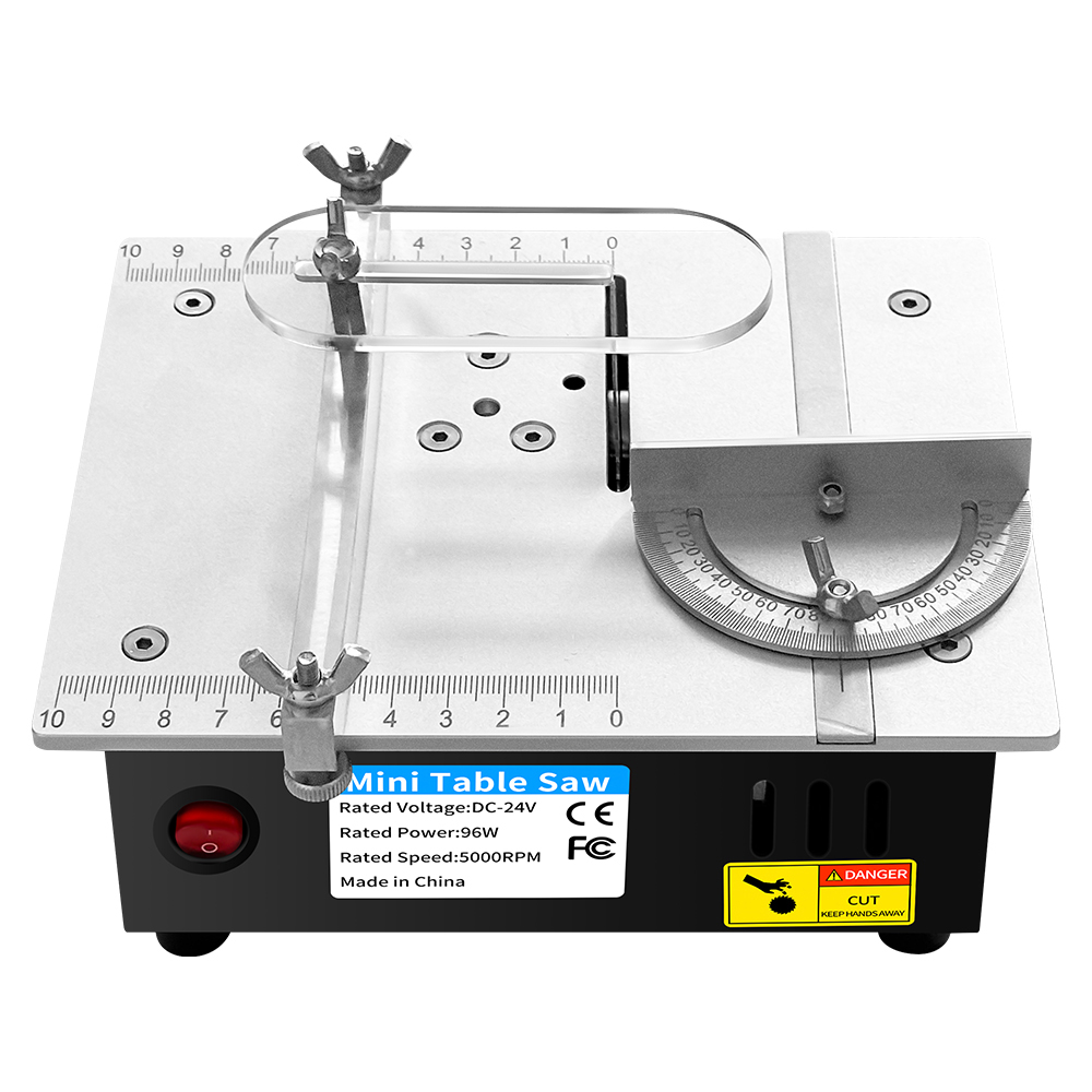 Mini Table Saw For Woodworking - DC24V ครัวเรือนขนาดเล็กงานไม้ตารางเลื่อยไฟฟ้ามัลติฟังก์ชั่แม่นยำฝุ่นหลักฐานตกแต่งเครื่องตัด