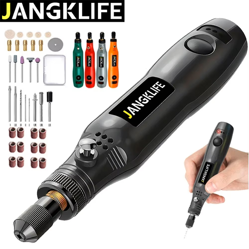 Cordless Rotary Tool Kit Accessories - JANGKLIFE USB ชุดเครื่องมือโรตารี่ไร้สายงานไม้แกะสลักปากกา DIY สําหรับเครื่องประดับแก้วโลหะ Mini