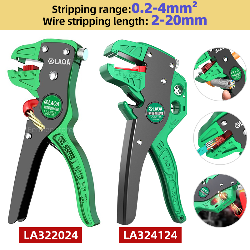 Automatic Wire Stripper Cutter - LAOA เครื่องมือปอกสายไฟ คีมตัดสายเคเบิล คีมช่างไฟฟ้าแบบปรับได้ LA 322024