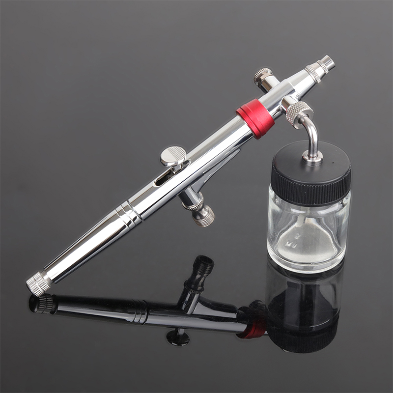 Airbrush Kit With Mini Compressor - ปากกาพ่นสีระบบโรตารี่แบบสองหัว ความจุสูง สำหรับงานศิลปะ ออกแบบ ตกแต่งเค้ก สีแร่
