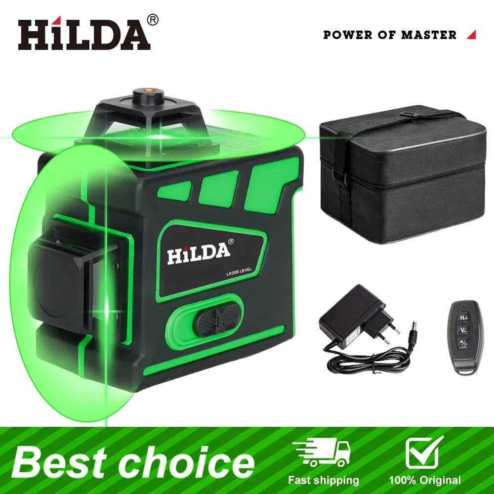 Laser Level 16 Lines 4D Green - HILDA เครื่องวัดระดับเลเซอร์ 4D/3D กำลังสูงพิเศษ 16/12 เส้น