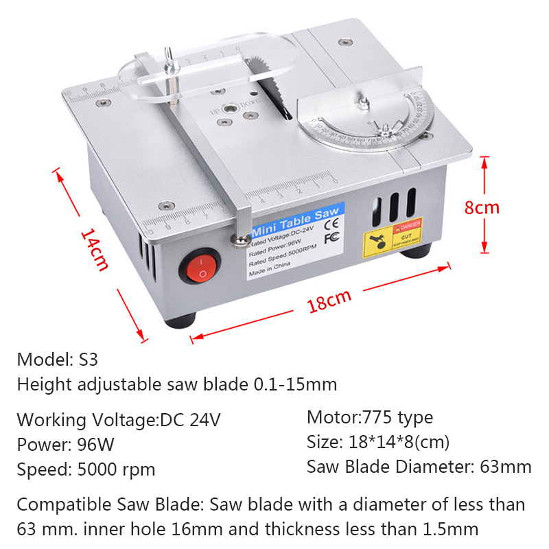 เลื่อยวงเดือนขนาดเล็ก 96 วัตต์ - Mini Table Saw For Woodworking บทวิจารณ์และราคา