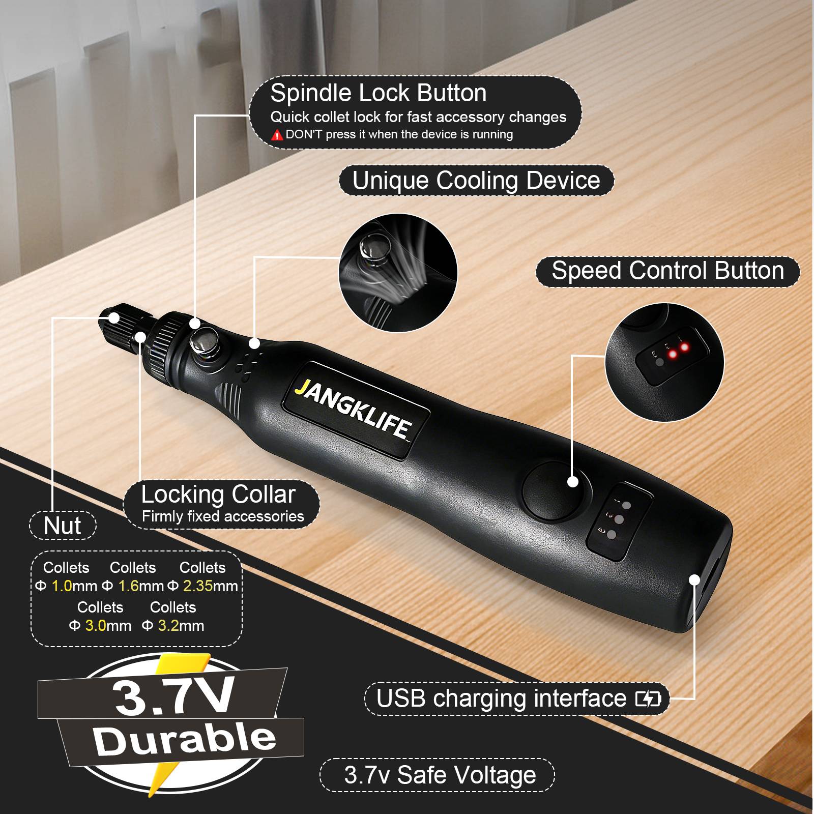 JANGKLIFE USB ชุดเครื่องมือโรต - Cordless Rotary Tool Kit Accessories บทวิจารณ์และราคา