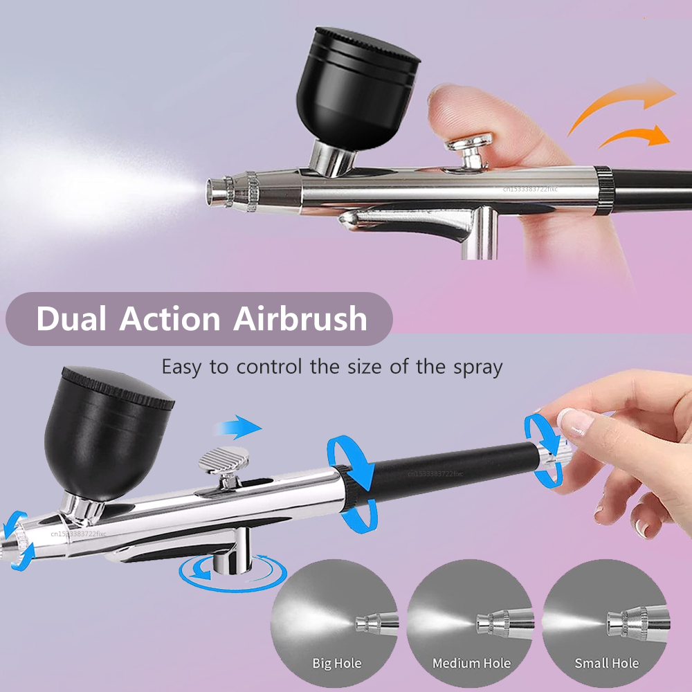 หัวปืนพ่นสีระดับมืออาชีพพร้อมห - Airbrush Kit With Mini Compressor บทวิจารณ์และราคา