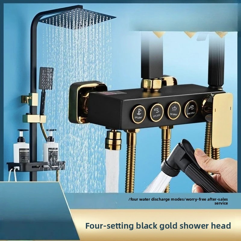 ชุดระบบฝักบัวสแตนเลสสีดำทอง พร - Plumbing บทวิจารณ์และราคา