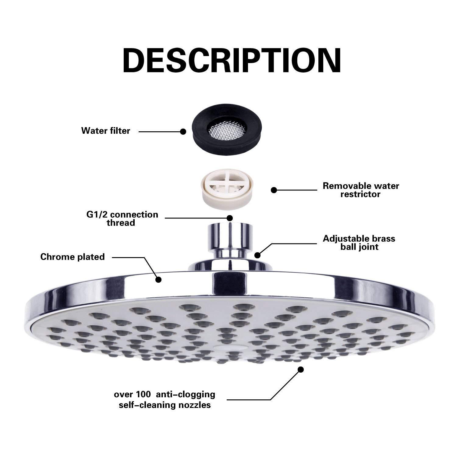 หัวฝักบัวเรนชาวเวอร์ แผงขนาดให - Plumbing บทวิจารณ์และราคา