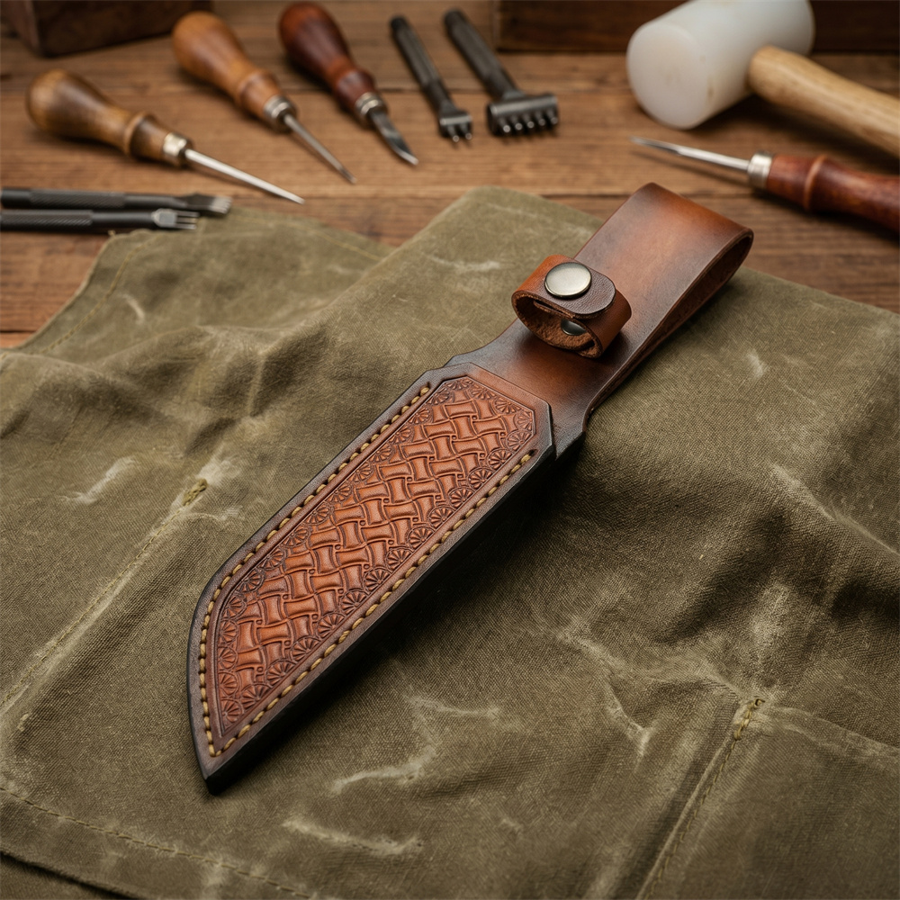 ปลอกมีดหนังแท้สีน้ำตาล ปั๊มลาย - Hand Tools บทวิจารณ์และราคา