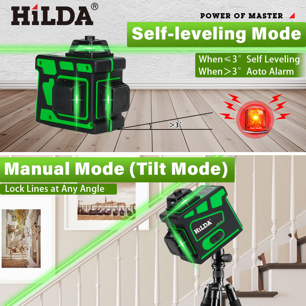 HILDA เครื่องวัดระดับเลเซอร์ 4 - Laser Level 16 Lines 4D Green บทวิจารณ์และราคา