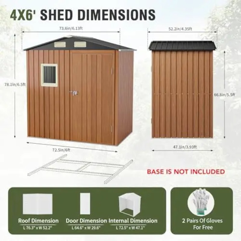 โรงเก็บของกลางแจ้งขนาด 6x4 ฟุต - Garden Tools บทวิจารณ์และราคา
