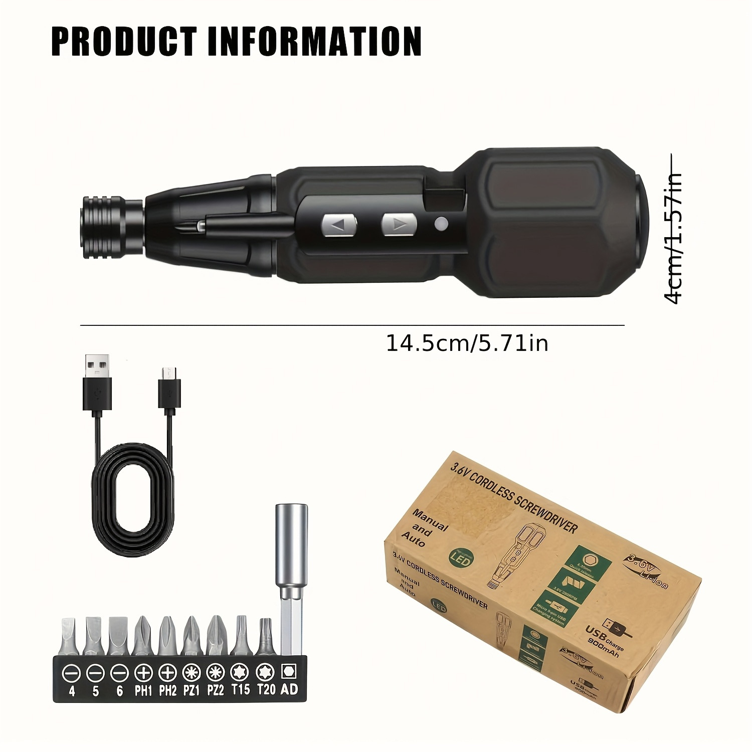 ไขควงไฟฟ้าแบบชาร์จได้ ไขควงไร้ - Electric Screwdriver Rechargeable Usb บทวิจารณ์และราคา